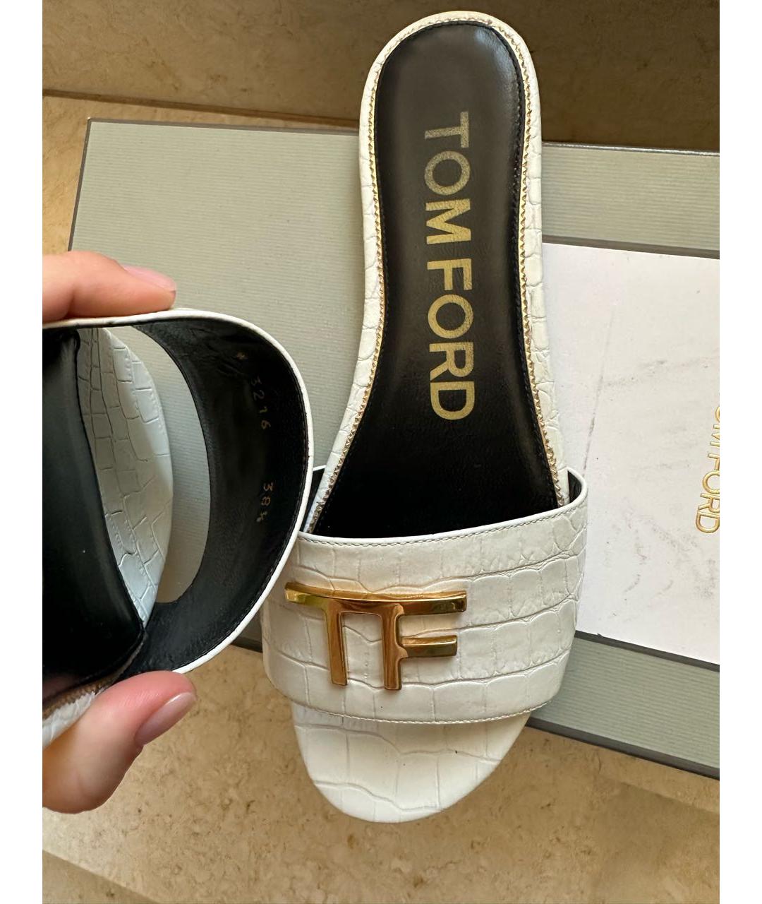 TOM FORD Белые кожаные мюли, фото 5