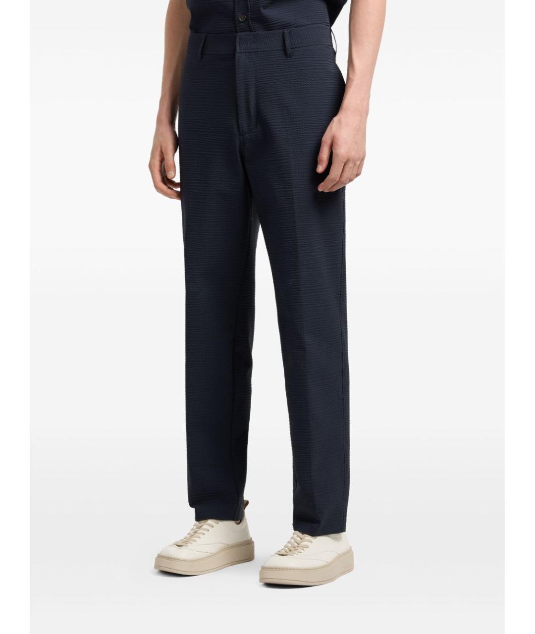 EMPORIO ARMANI Синие полиамидовые повседневные брюки, фото 3