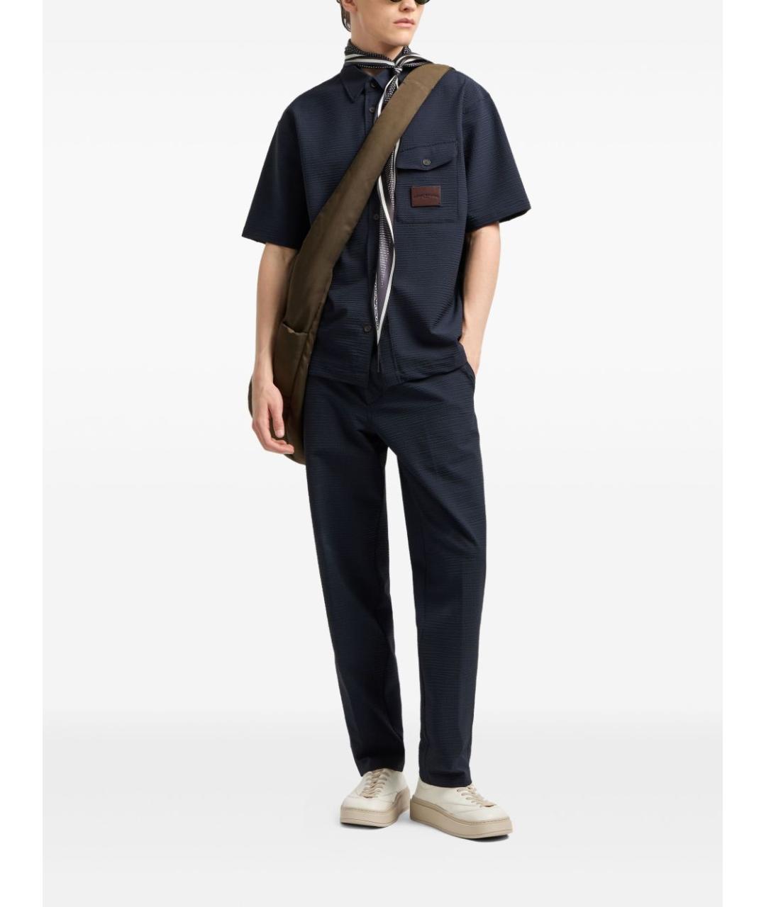 EMPORIO ARMANI Синие полиамидовые повседневные брюки, фото 2