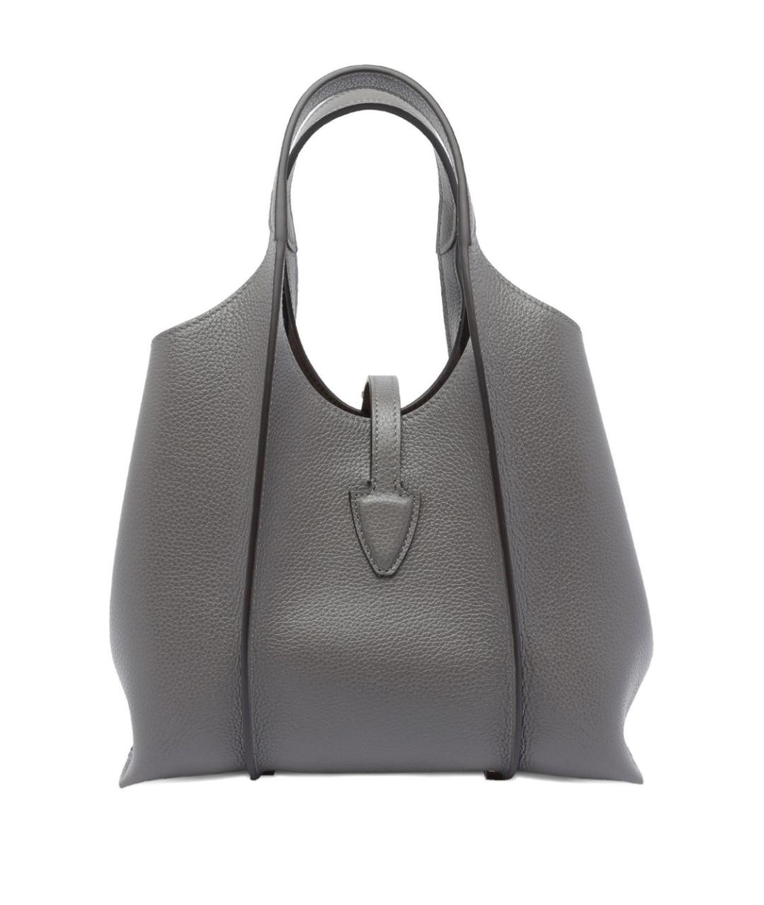 TOD'S Серая кожаная сумка тоут, фото 2