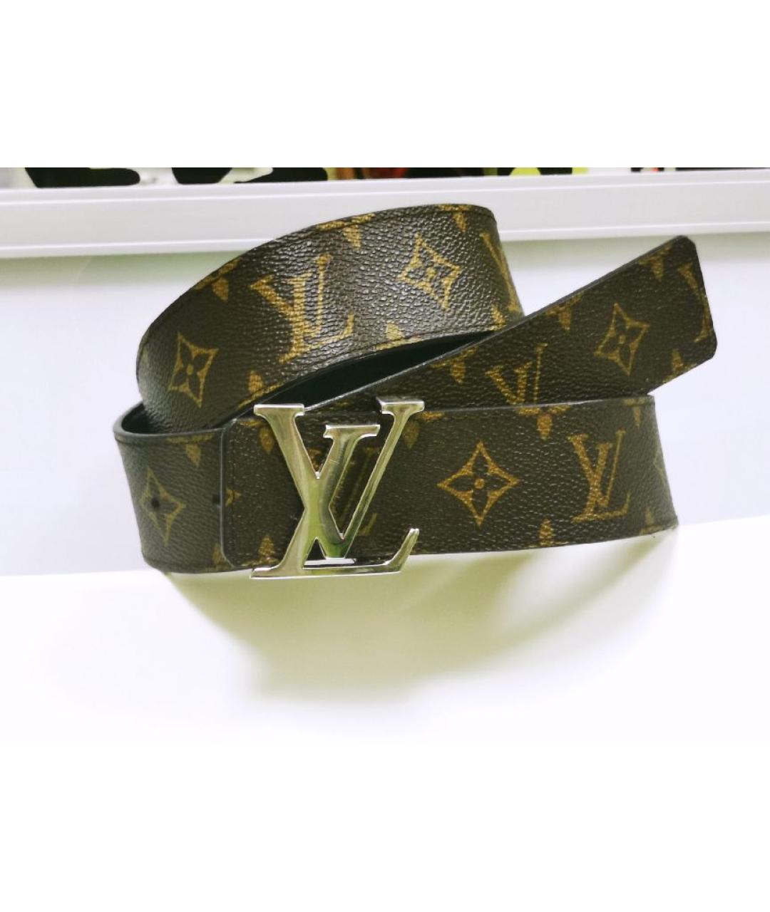 LOUIS VUITTON Коричневый кожаный ремень, фото 10