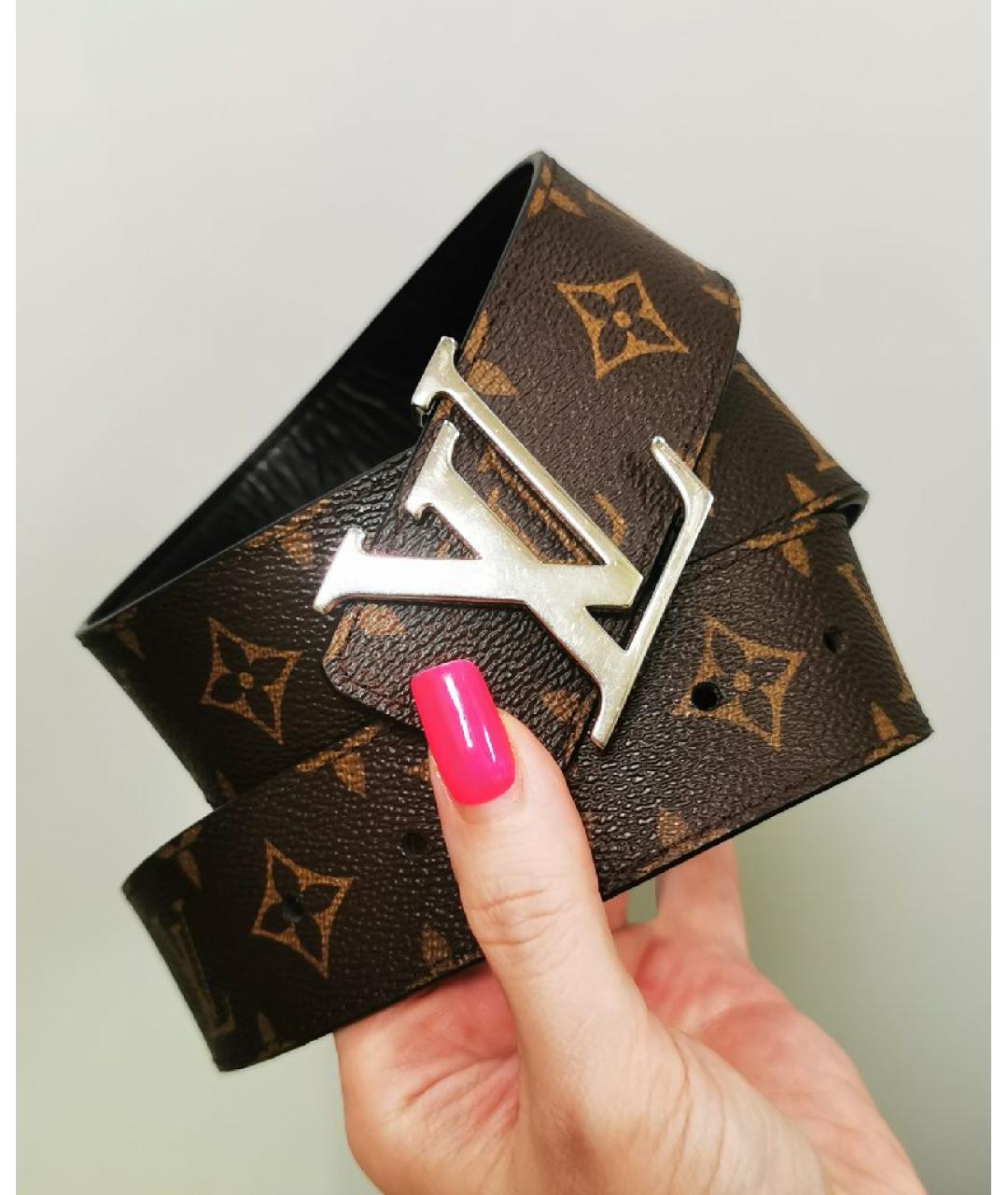 LOUIS VUITTON Коричневый кожаный ремень, фото 2