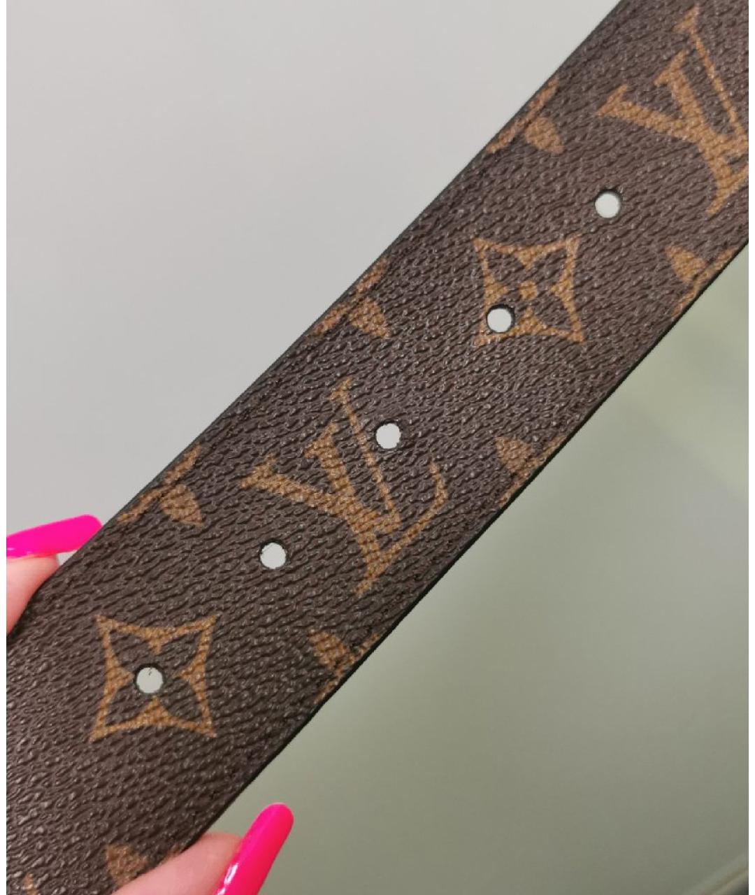 LOUIS VUITTON Коричневый кожаный ремень, фото 7