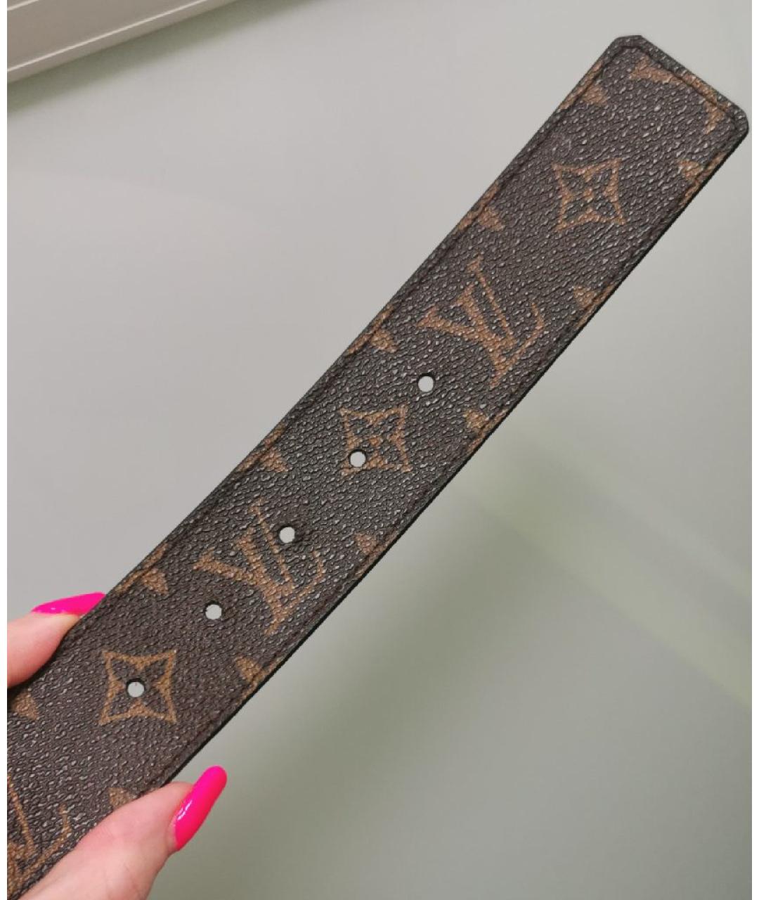 LOUIS VUITTON Коричневый кожаный ремень, фото 6