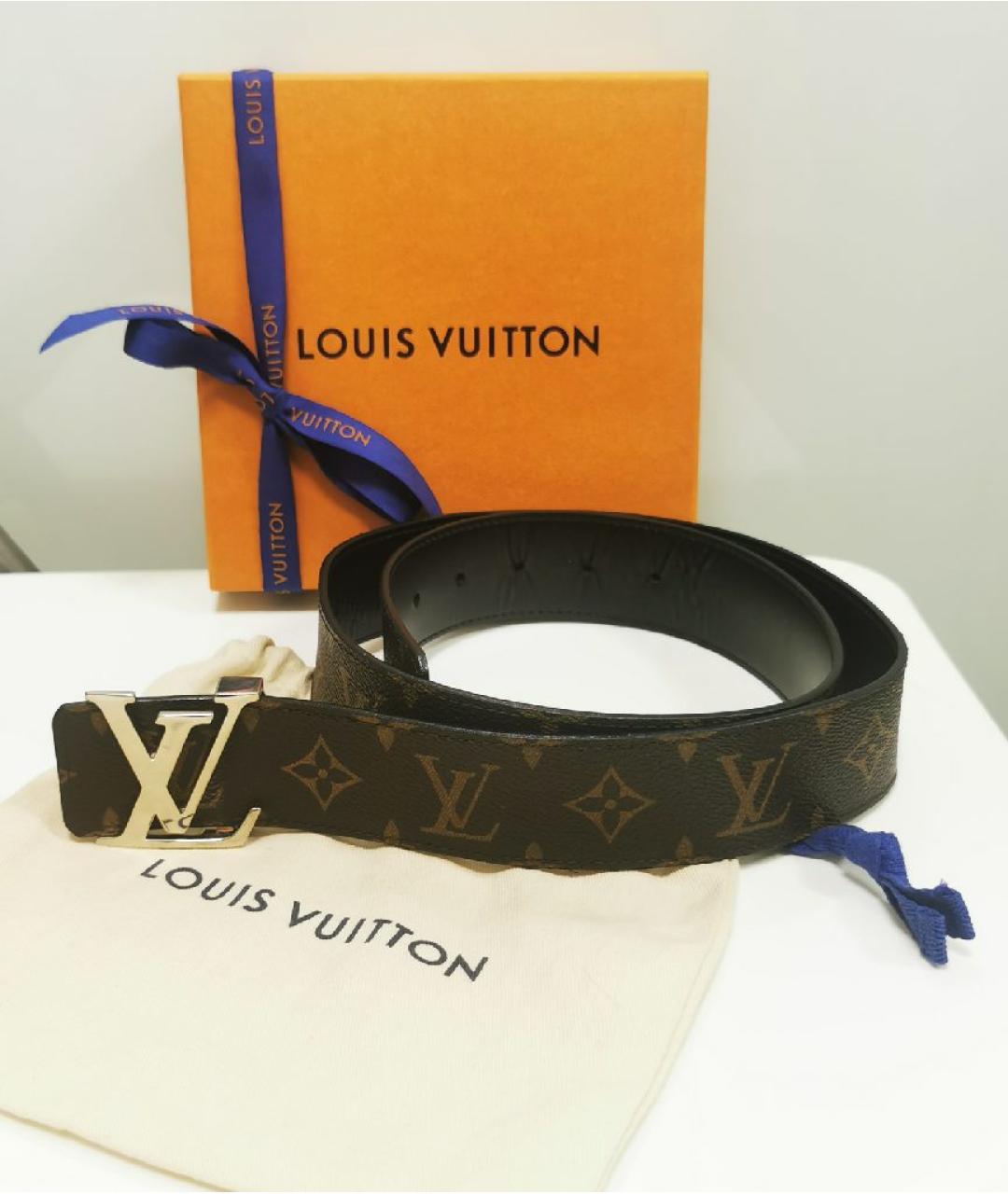 LOUIS VUITTON Коричневый кожаный ремень, фото 9