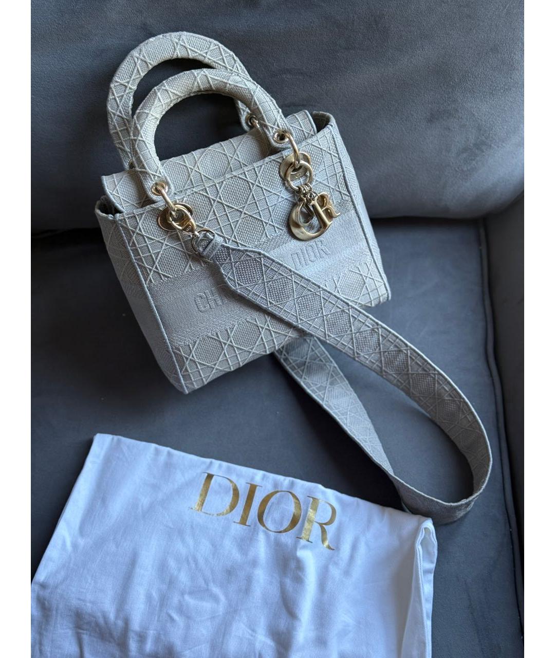 CHRISTIAN DIOR Серая жаккардовая сумка с короткими ручками, фото 2