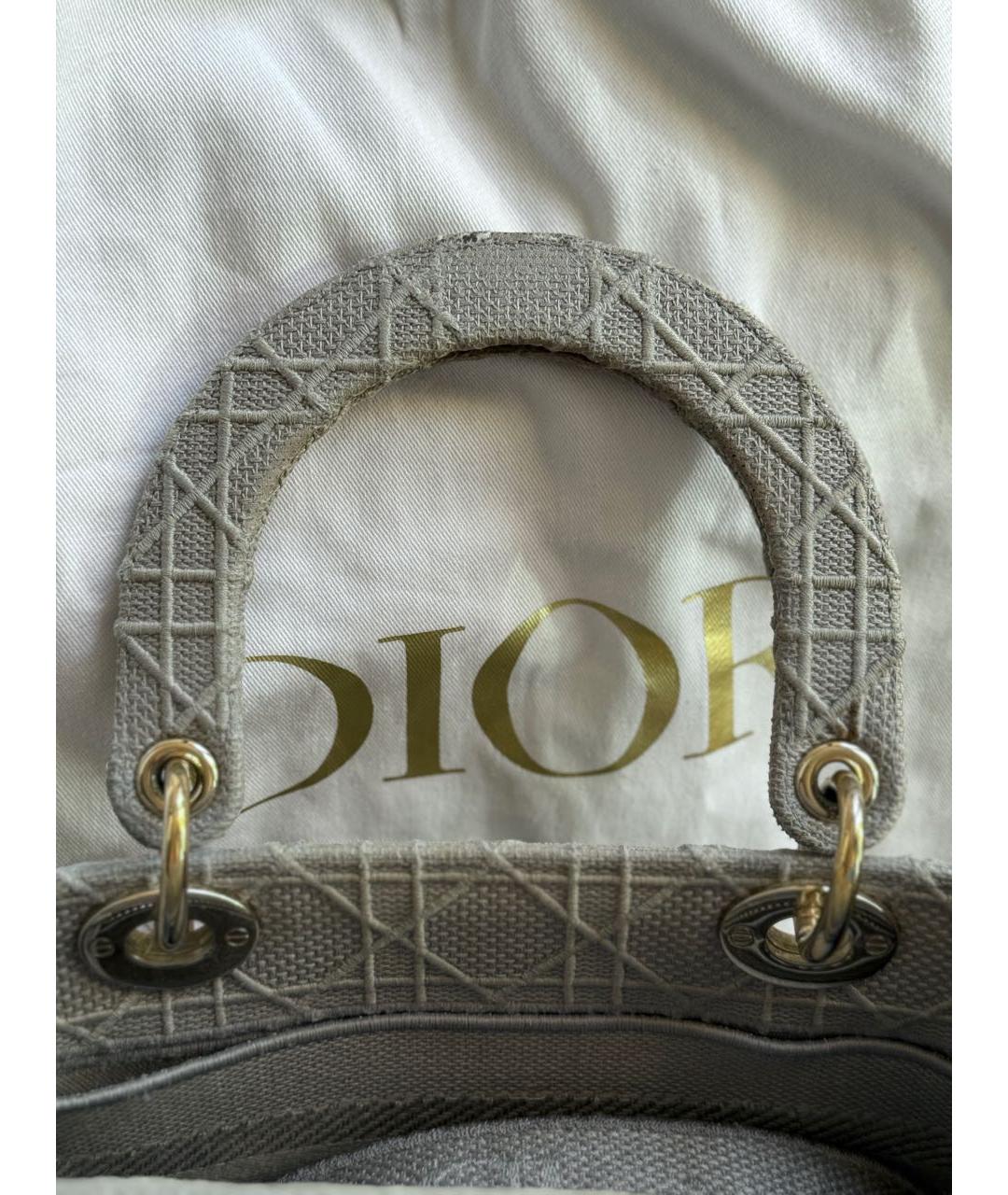 CHRISTIAN DIOR Серая жаккардовая сумка с короткими ручками, фото 7