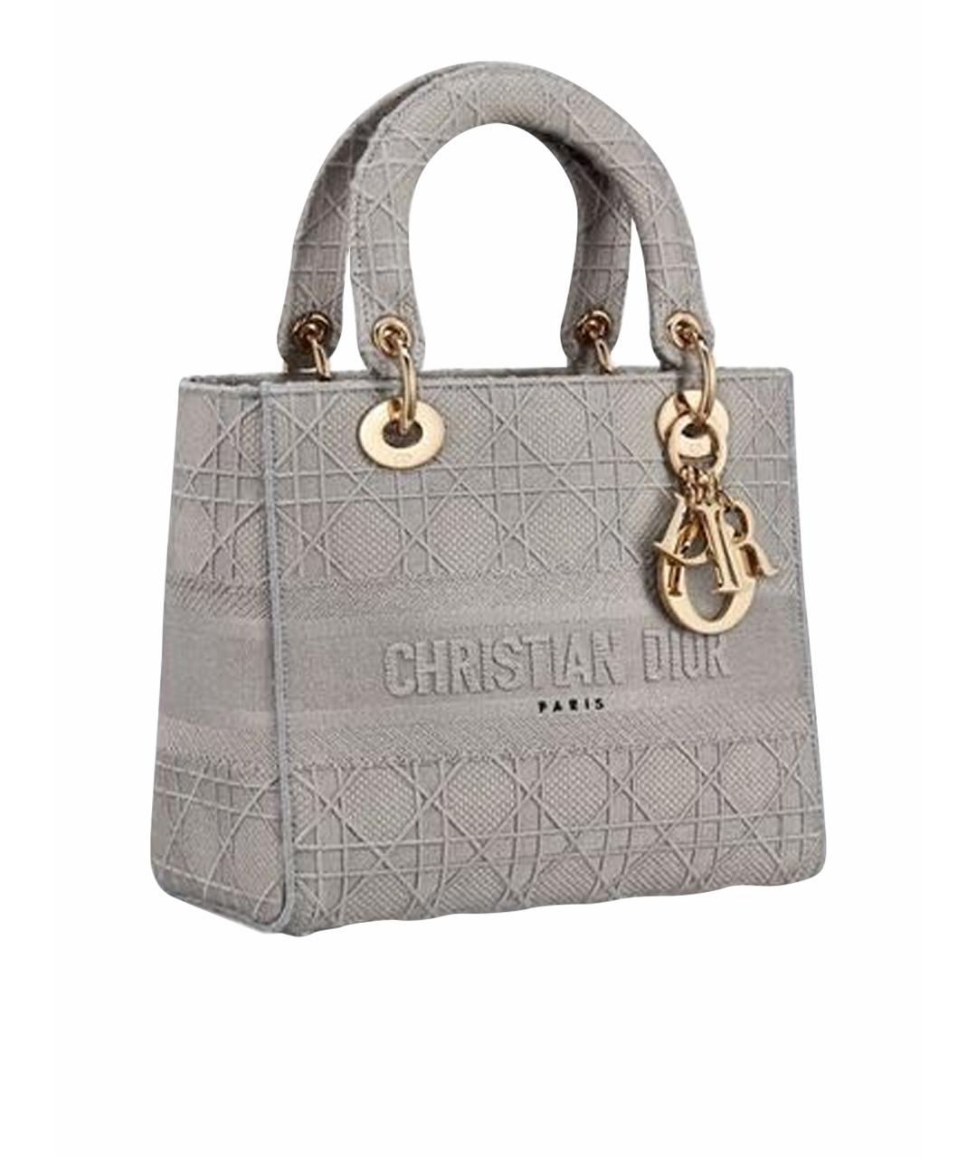 CHRISTIAN DIOR Серая жаккардовая сумка с короткими ручками, фото 1