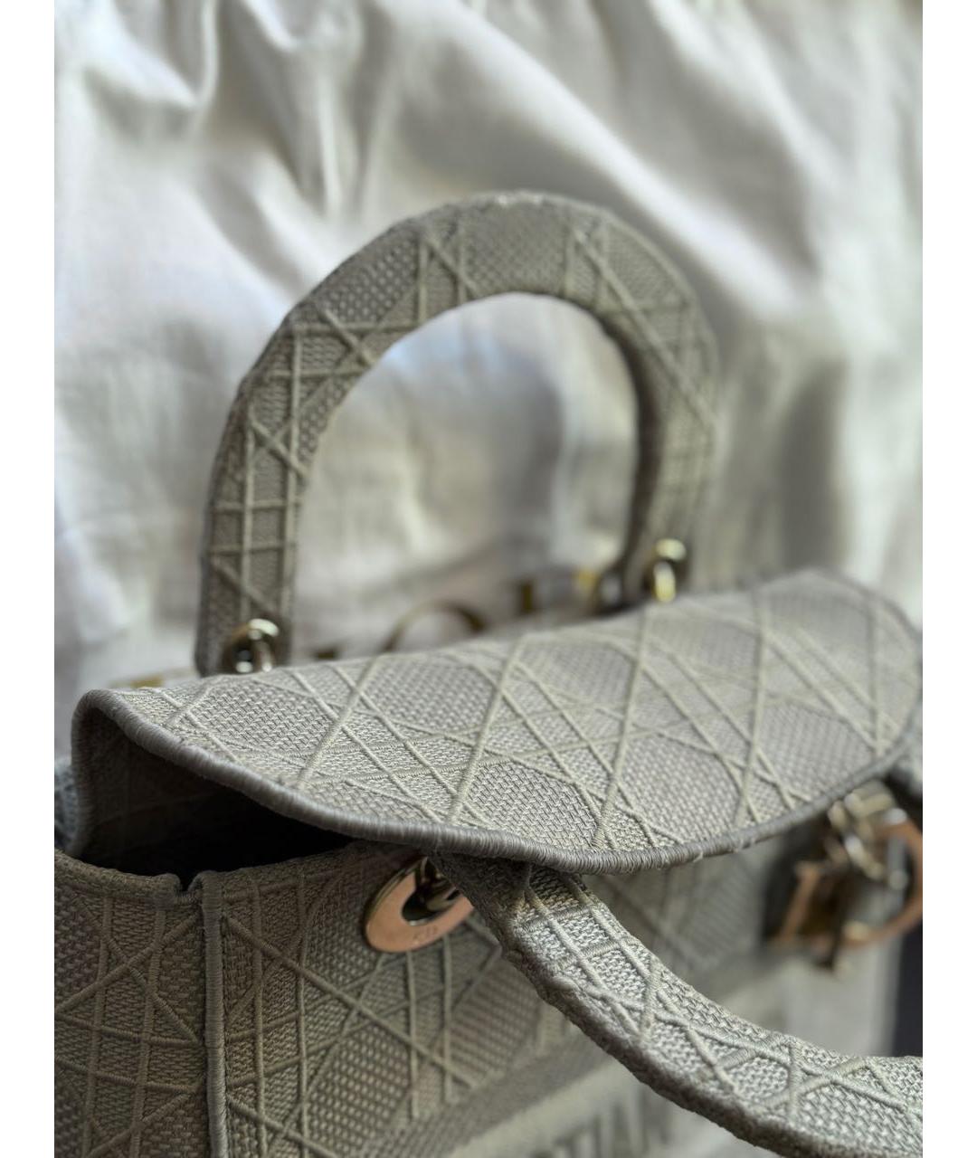 CHRISTIAN DIOR Серая жаккардовая сумка с короткими ручками, фото 8