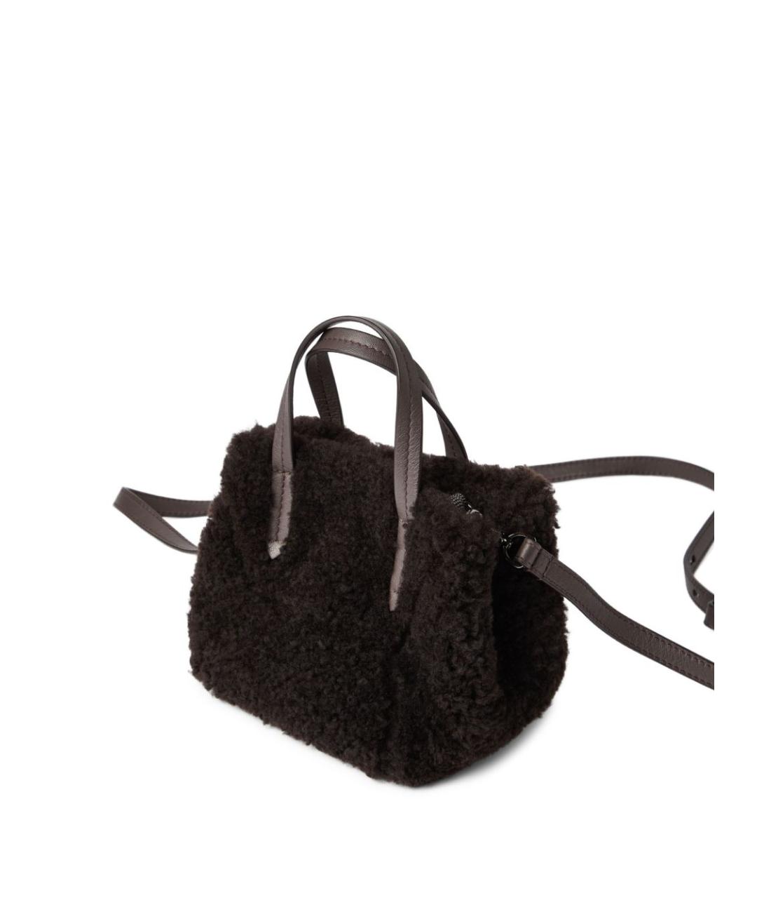 BRUNELLO CUCINELLI Коричневая меховая сумка тоут, фото 3