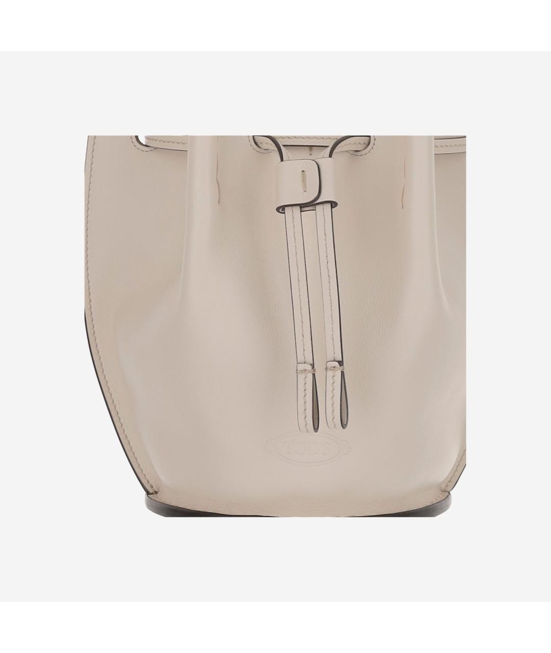 TOD'S Бежевая кожаная сумка тоут, фото 5