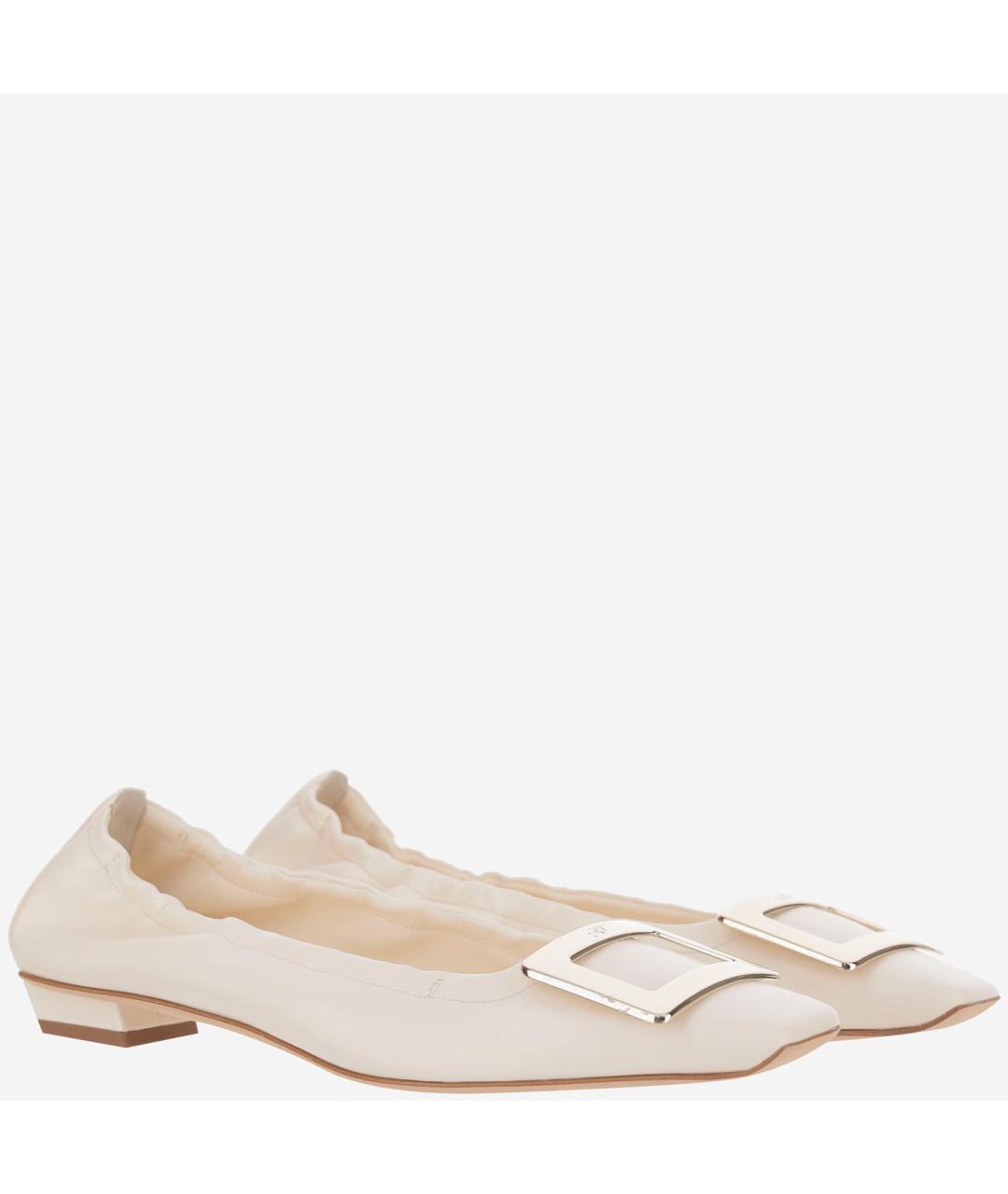 ROGER VIVIER Белые кожаные балетки, фото 2