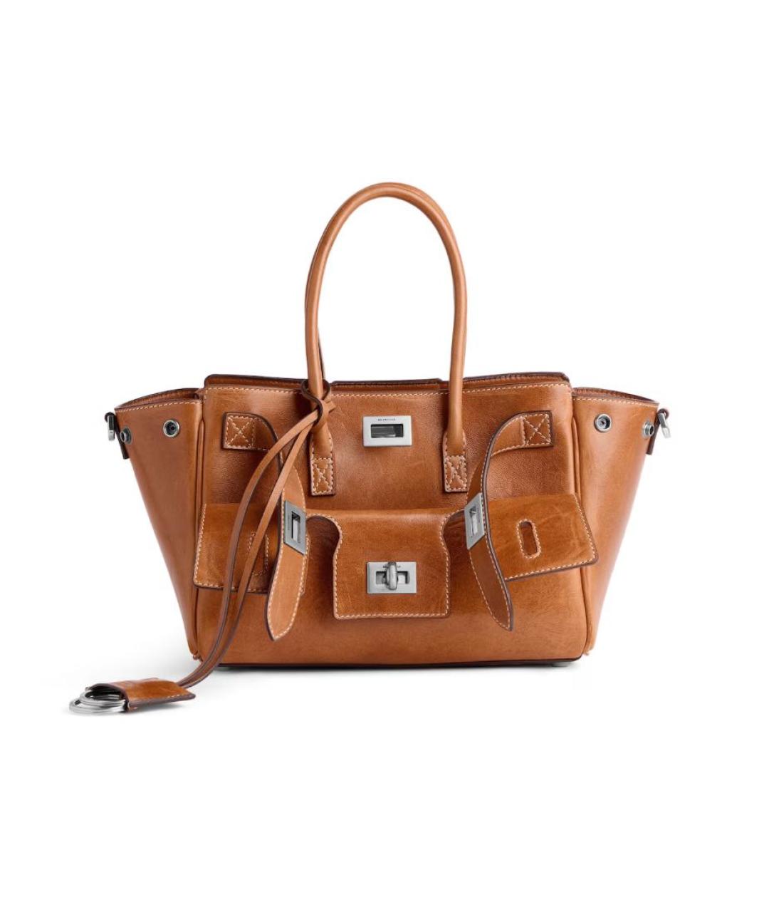 BALENCIAGA Коричневая кожаная сумка тоут, фото 1