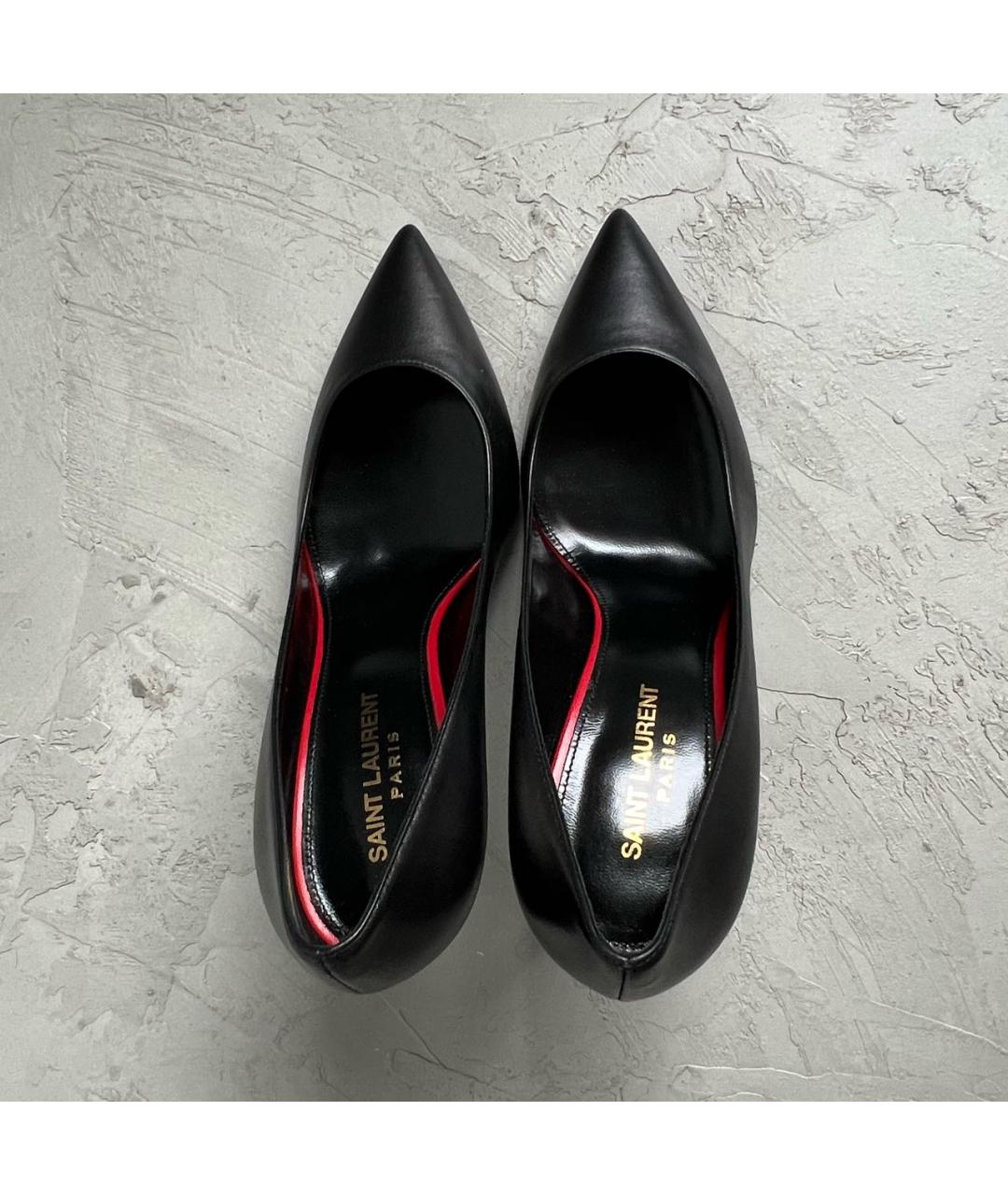SAINT LAURENT Черные кожаные туфли, фото 3