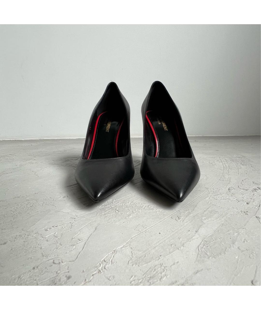 SAINT LAURENT Черные кожаные туфли, фото 2