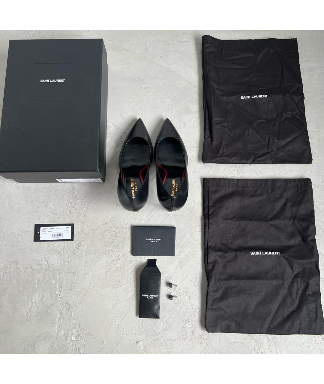SAINT LAURENT Черные кожаные туфли, фото 8