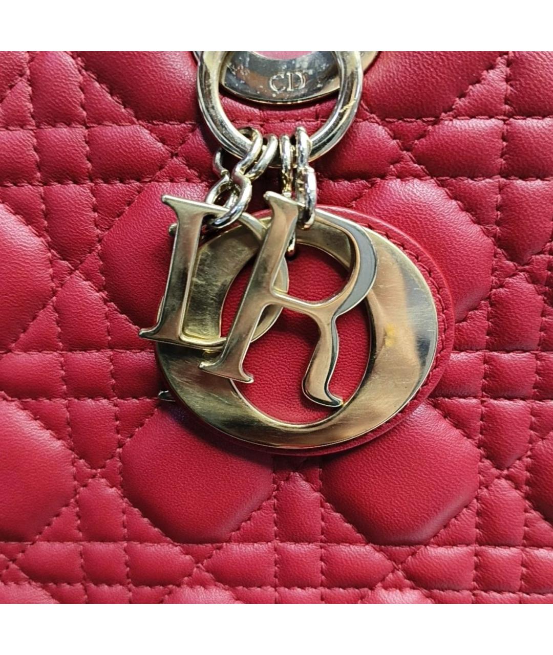 CHRISTIAN DIOR Красная кожаная сумка тоут, фото 7