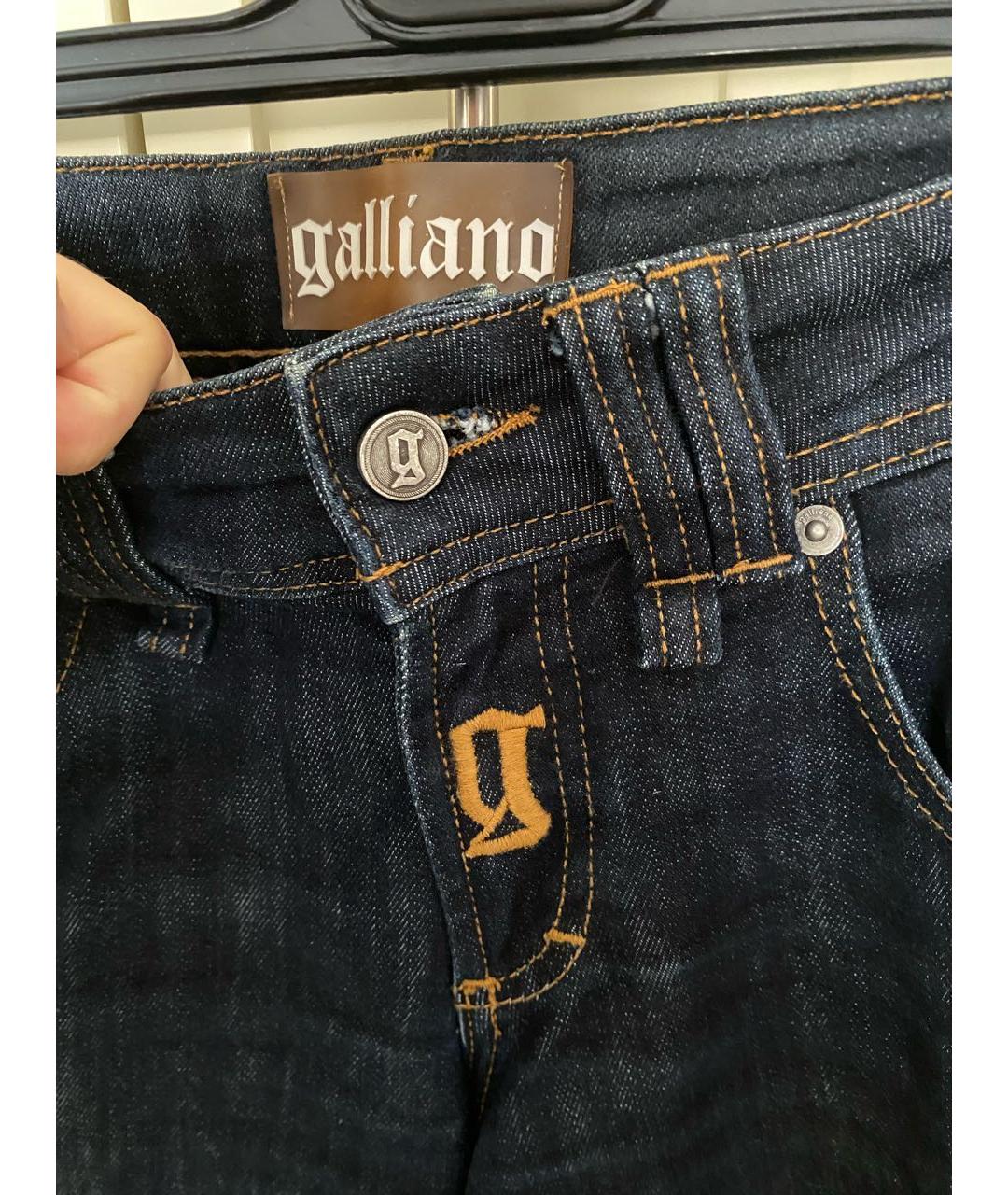 JOHN GALLIANO Синие хлопко-эластановые джинсы клеш, фото 3