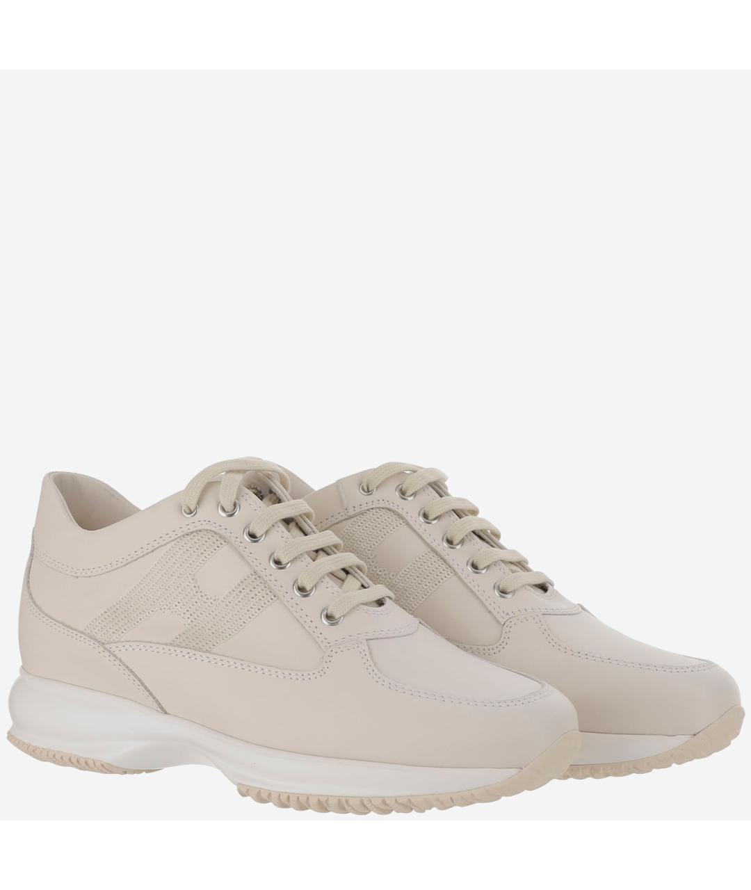 HOGAN Бежевые кожаные кроссовки, фото 3