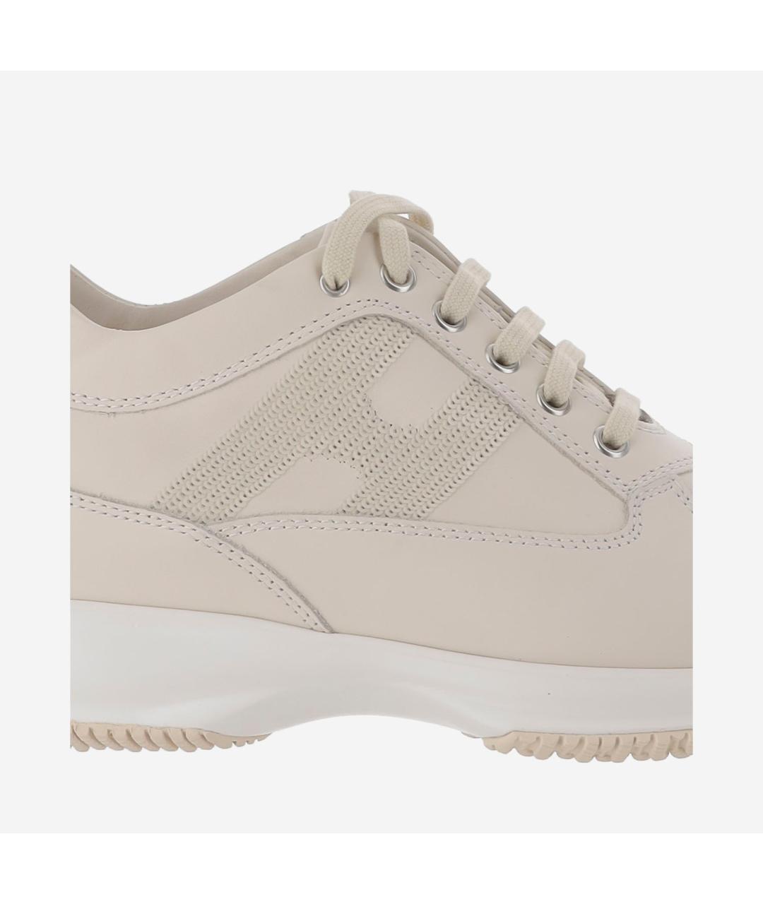 HOGAN Бежевые кожаные кроссовки, фото 5