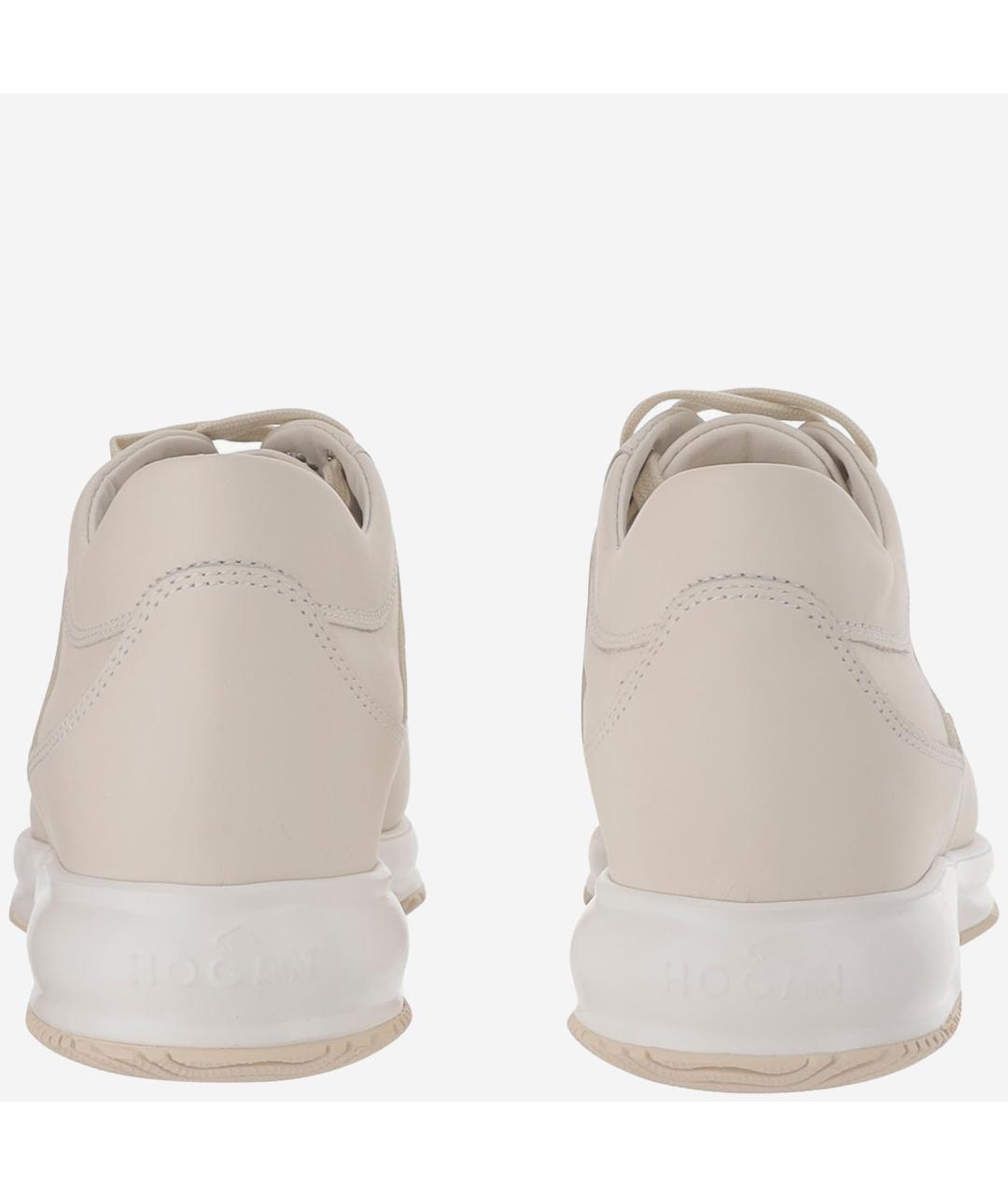 HOGAN Бежевые кожаные кроссовки, фото 4