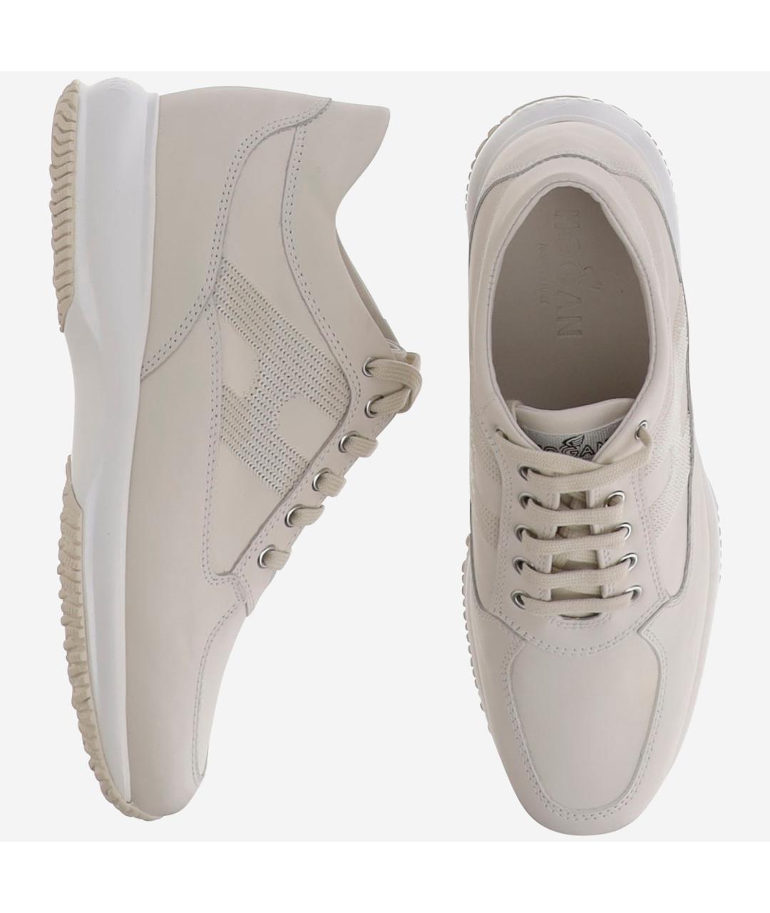 HOGAN Бежевые кожаные кроссовки, фото 2