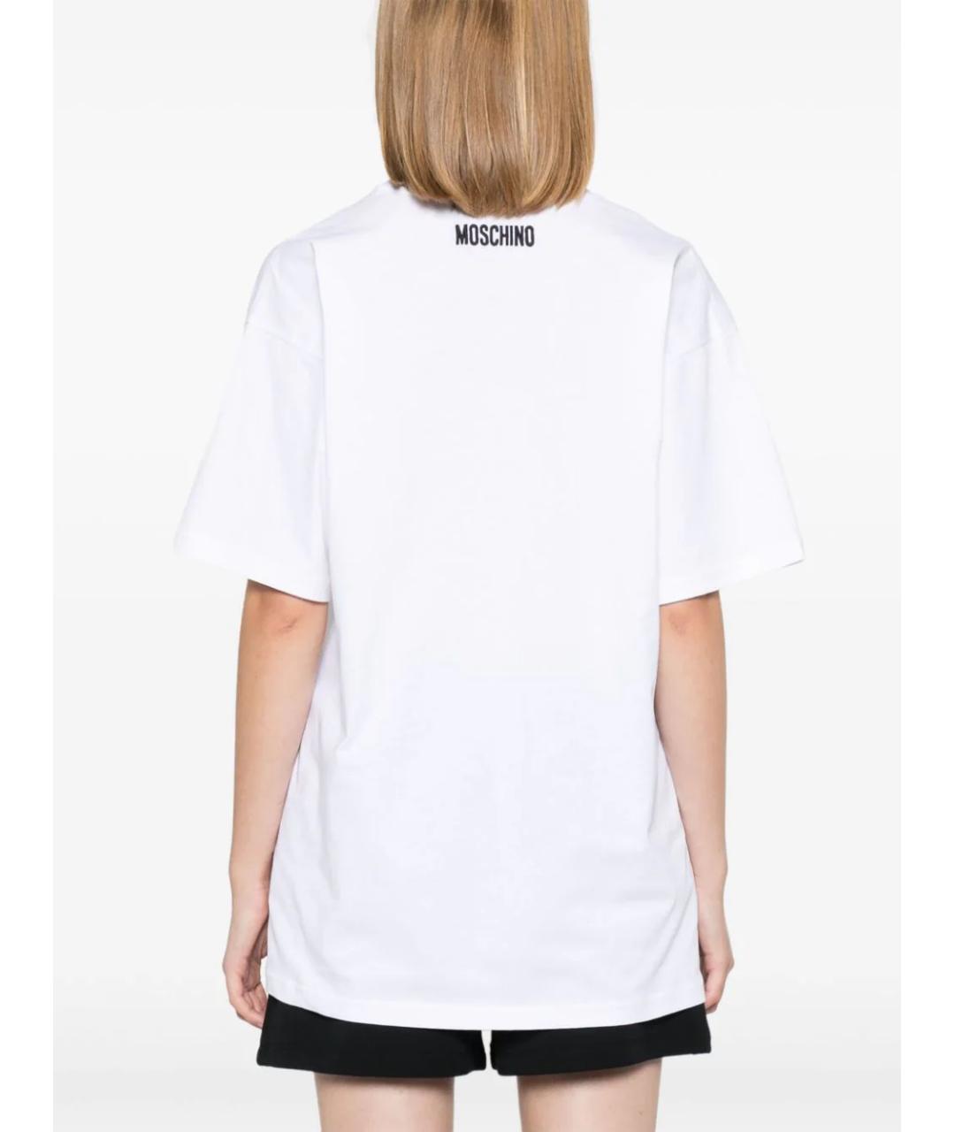 MOSCHINO Белая хлопковая футболка, фото 4