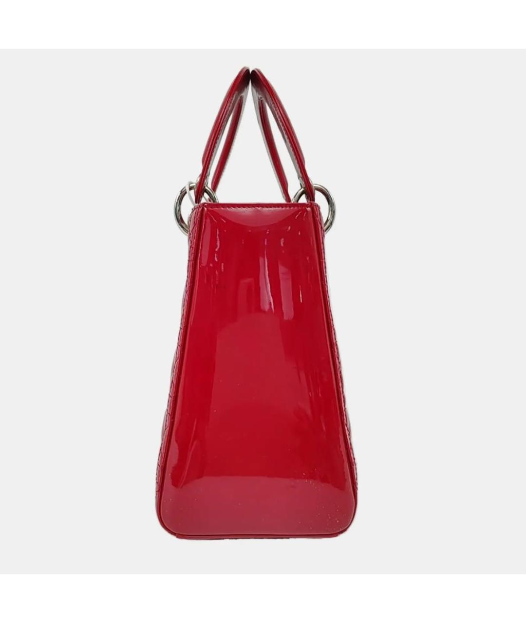 CHRISTIAN DIOR Красная сумка тоут из лакированной кожи, фото 3