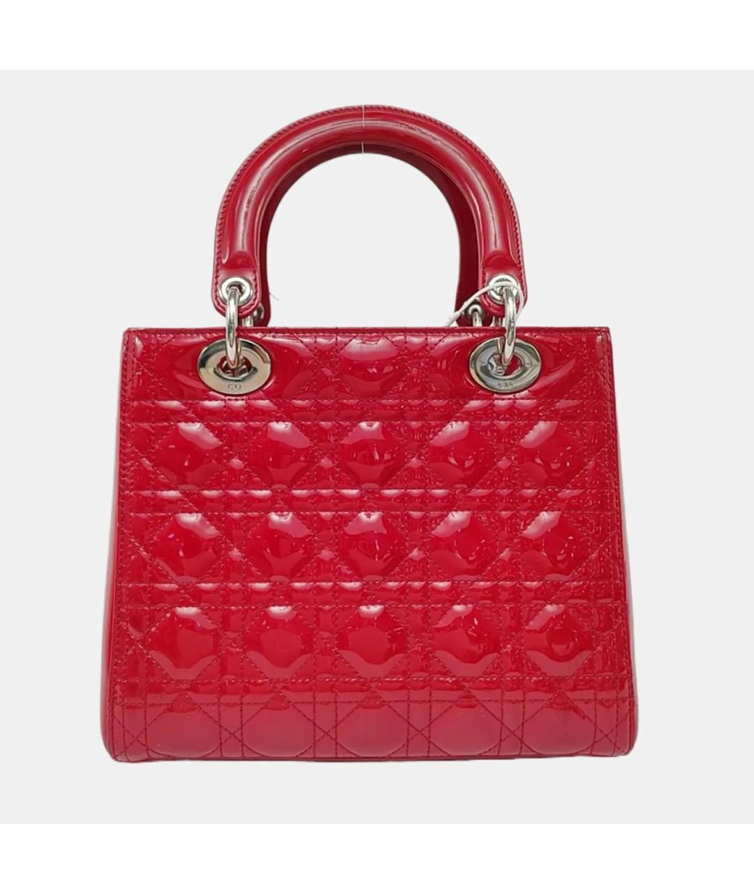 CHRISTIAN DIOR Красная сумка тоут из лакированной кожи, фото 4