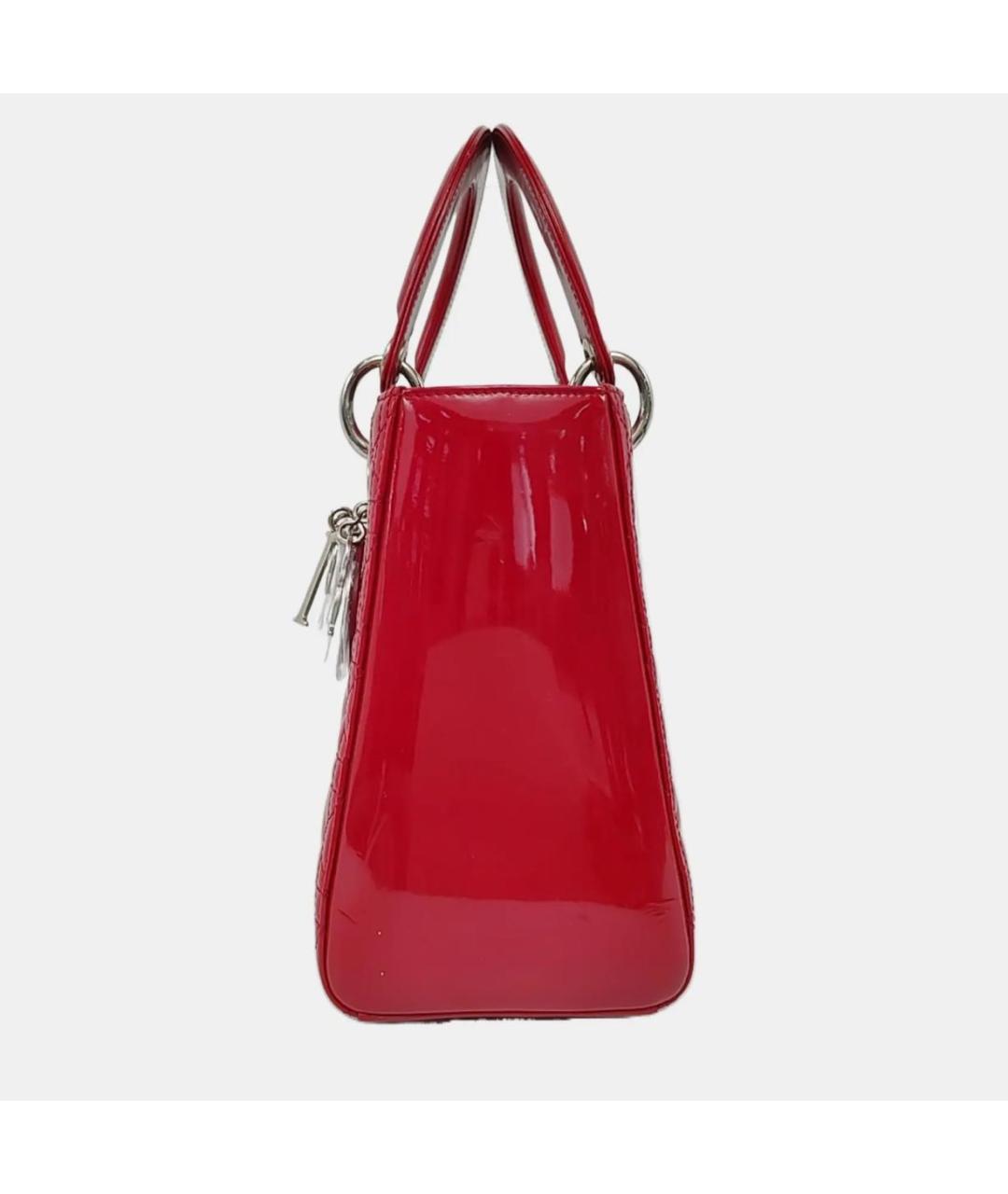 CHRISTIAN DIOR Красная сумка тоут из лакированной кожи, фото 2