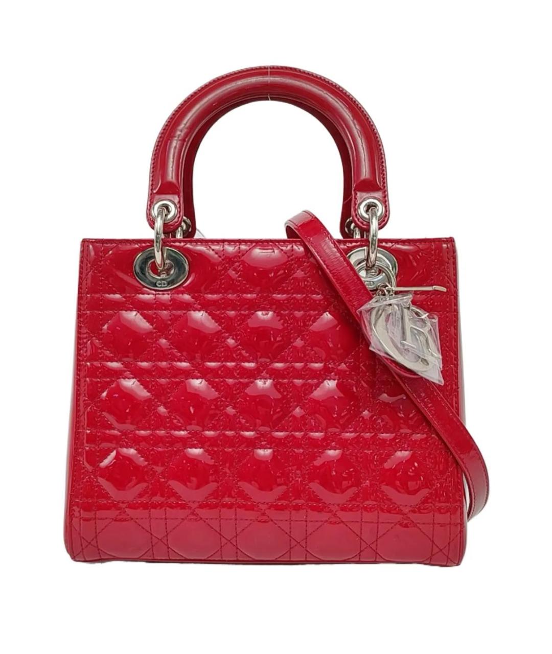 CHRISTIAN DIOR Красная сумка тоут из лакированной кожи, фото 9