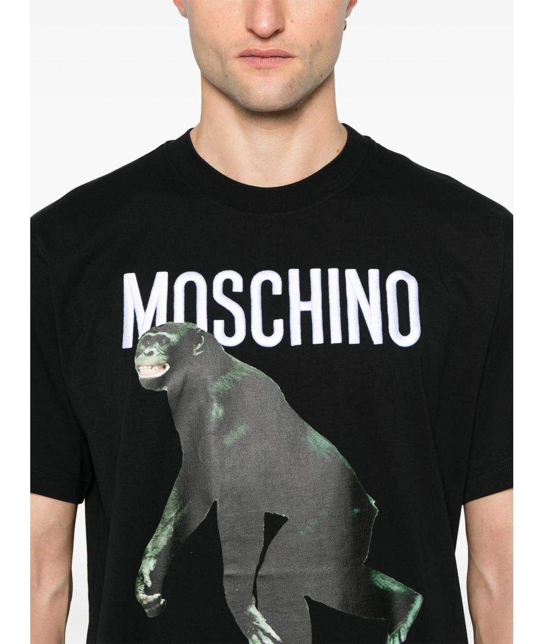 MOSCHINO Черная хлопковая футболка, фото 4