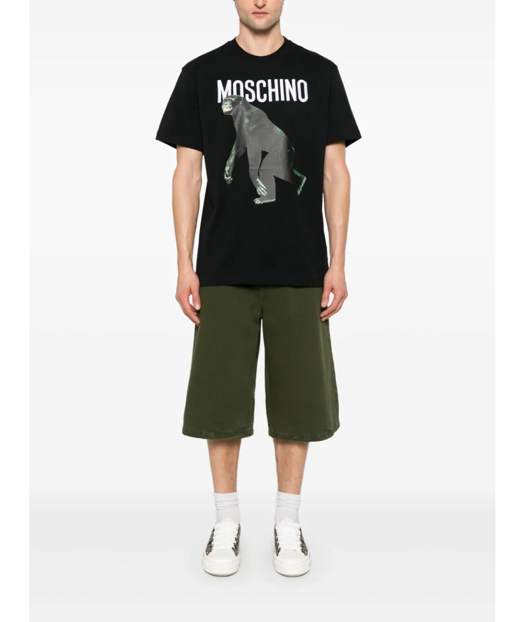 MOSCHINO Черная хлопковая футболка, фото 2