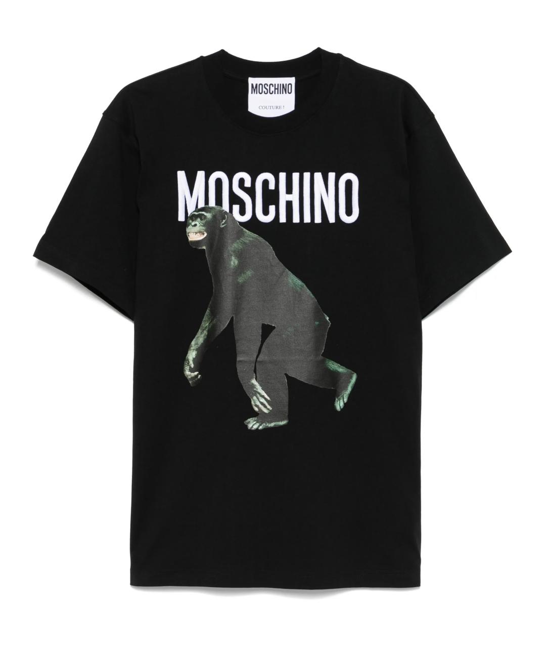 MOSCHINO Черная хлопковая футболка, фото 1