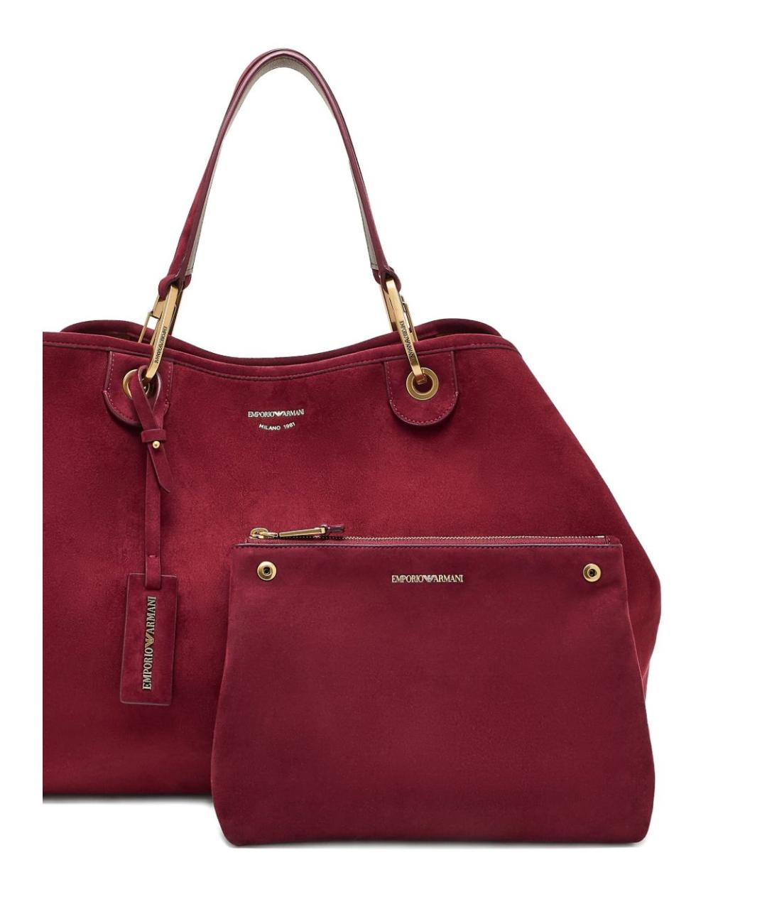 EMPORIO ARMANI Бордовая синтетическая сумка тоут, фото 6