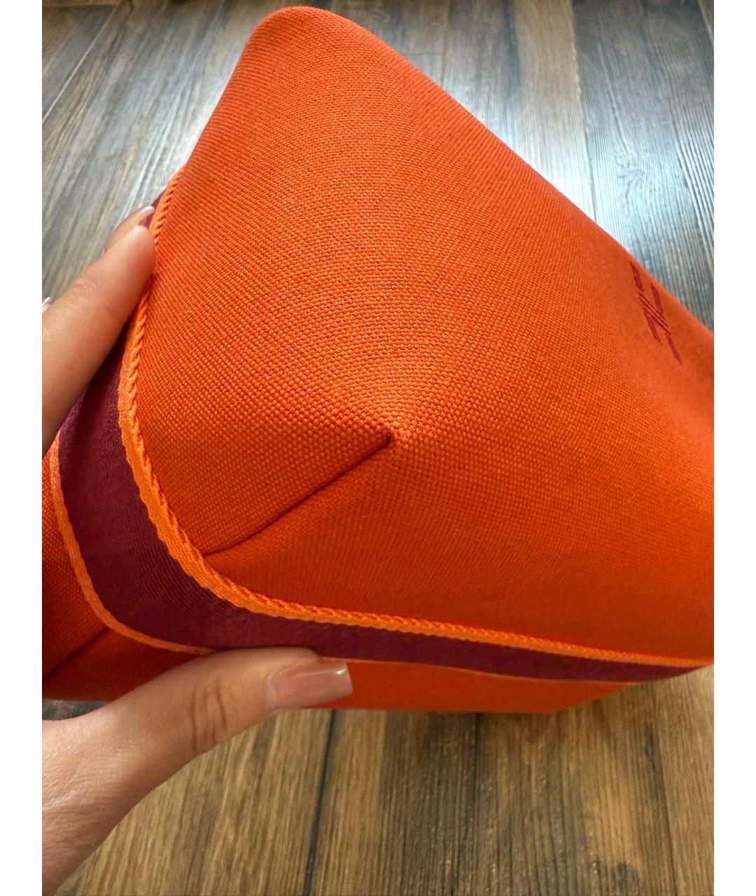 HERMES Оранжевая хлопковая косметичка, фото 7