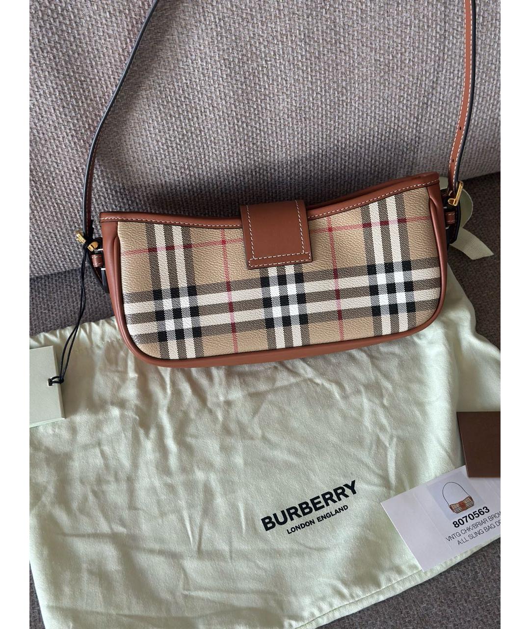 BURBERRY Коричневая кожаная сумка через плечо, фото 3