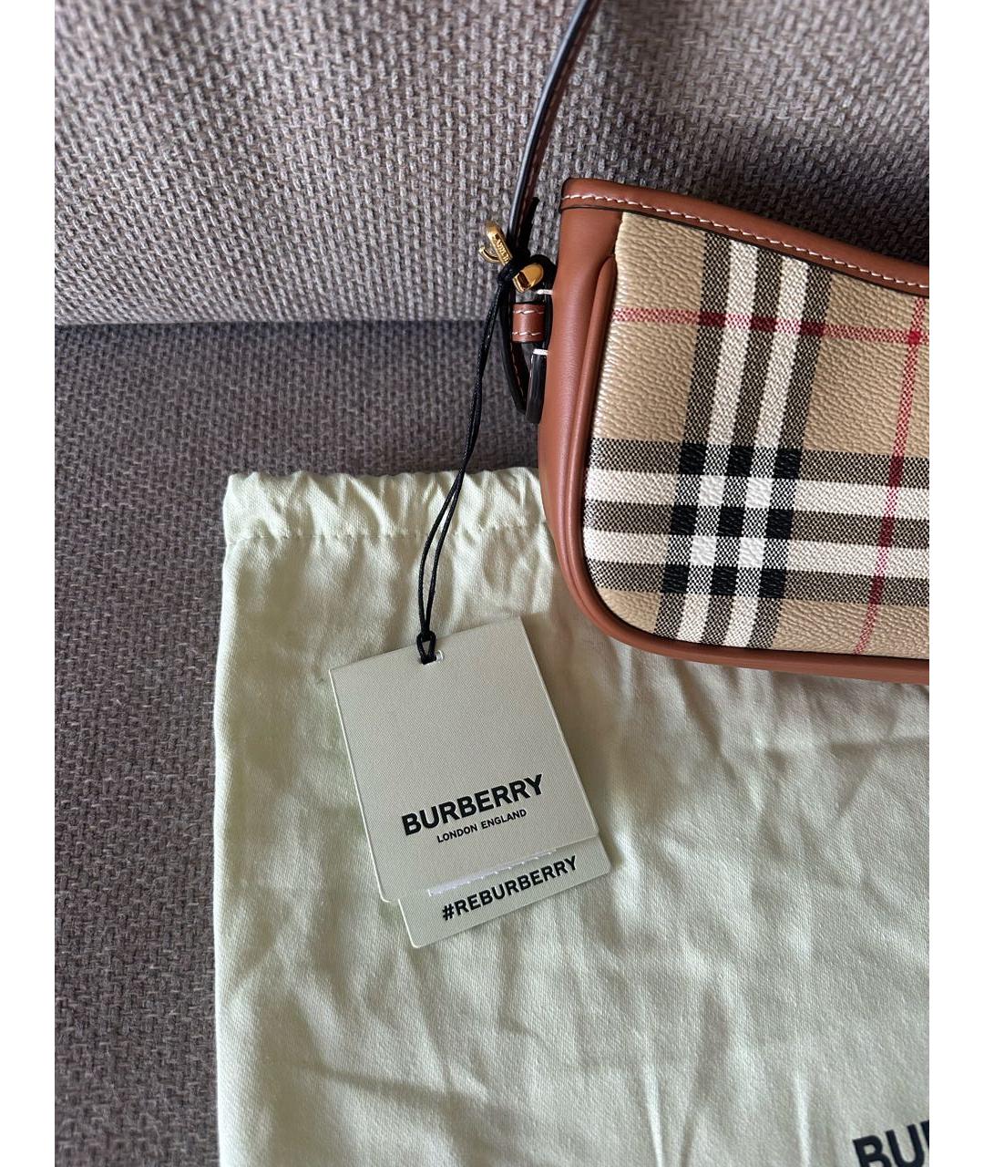 BURBERRY Коричневая кожаная сумка через плечо, фото 5