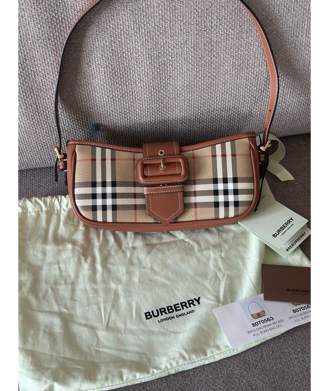 BURBERRY Коричневая кожаная сумка через плечо, фото 8