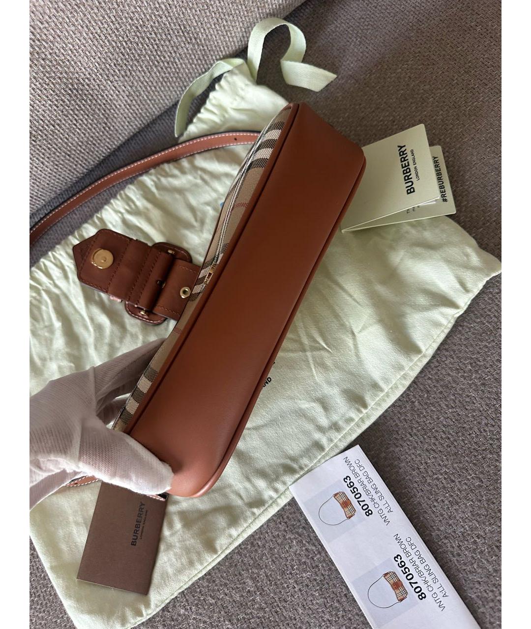 BURBERRY Коричневая кожаная сумка через плечо, фото 2