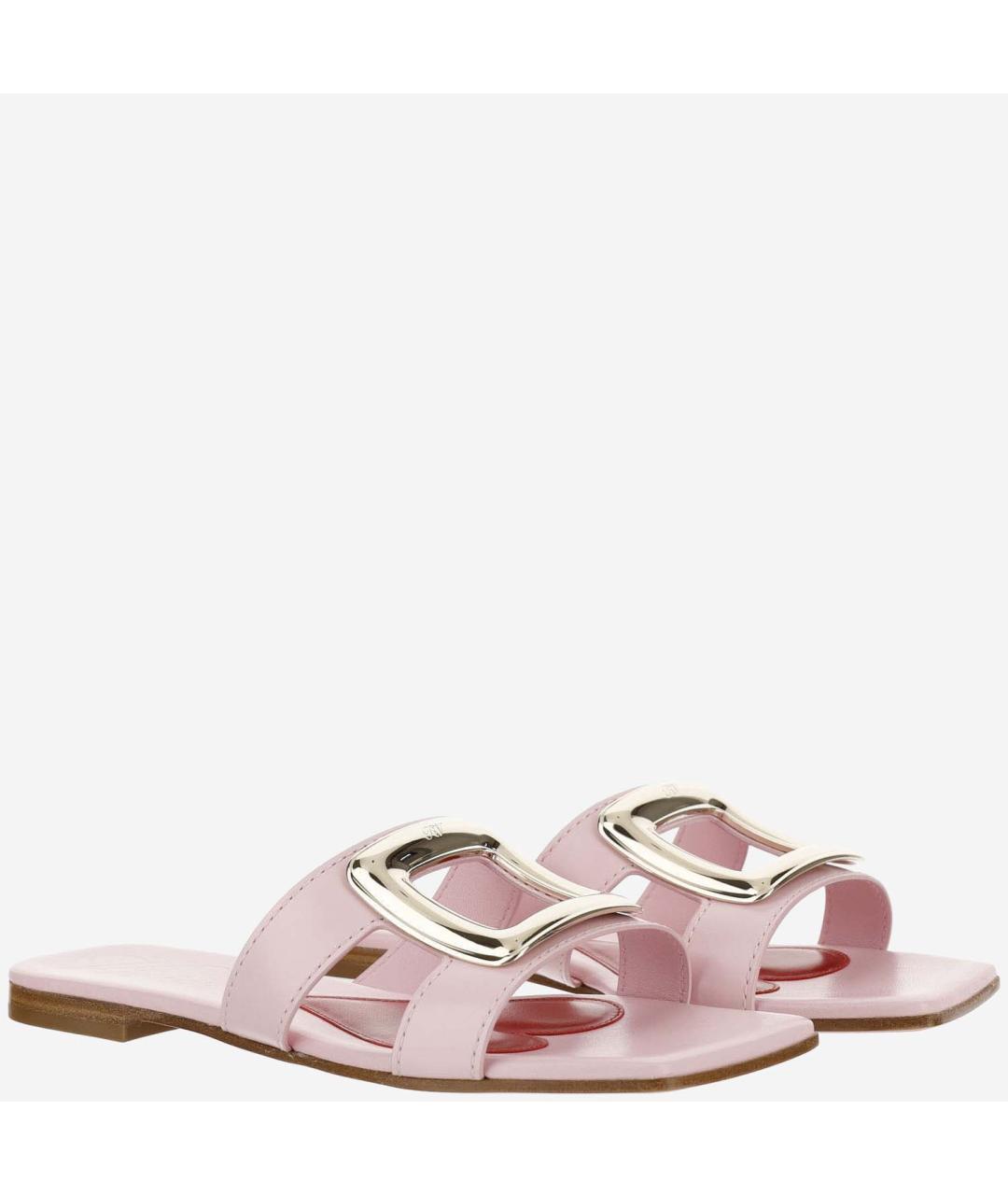 ROGER VIVIER Розовые кожаные шлепанцы, фото 2