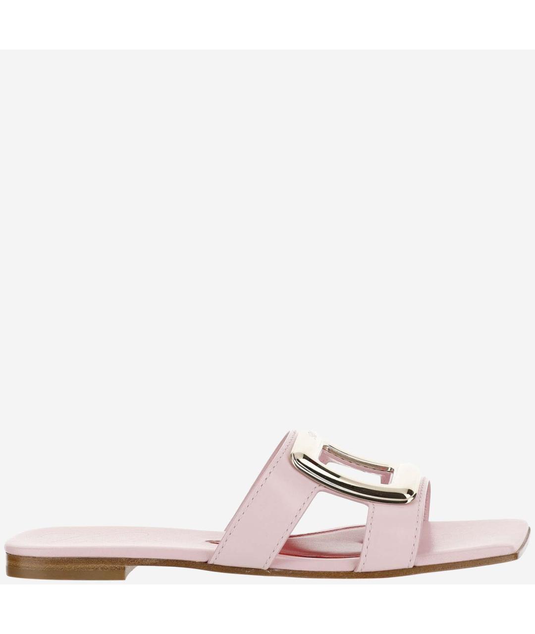 ROGER VIVIER Розовые кожаные шлепанцы, фото 5