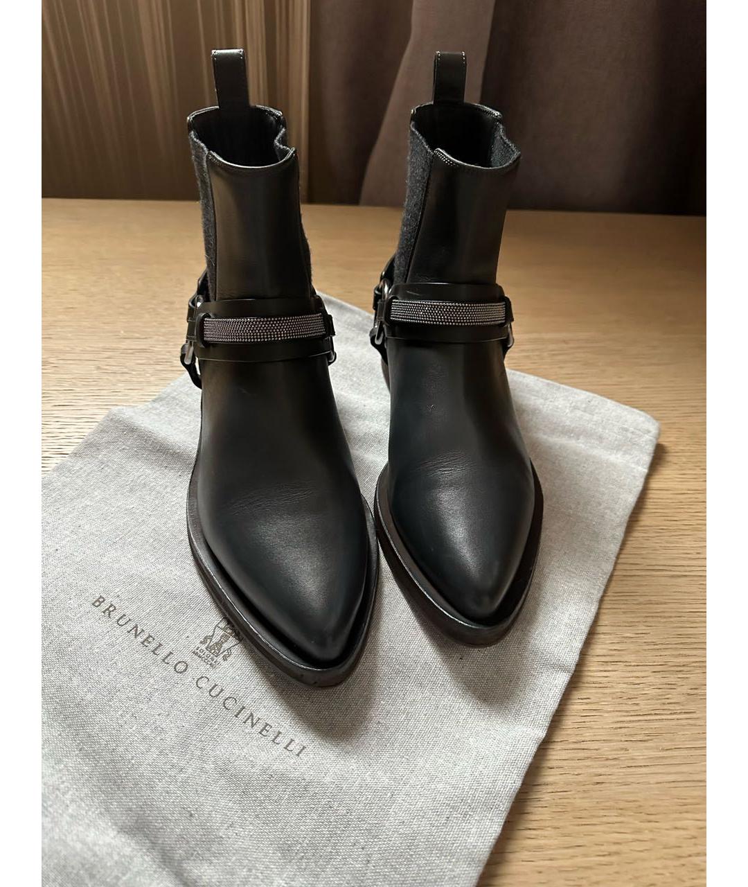 BRUNELLO CUCINELLI Серые кожаные полусапоги, фото 3