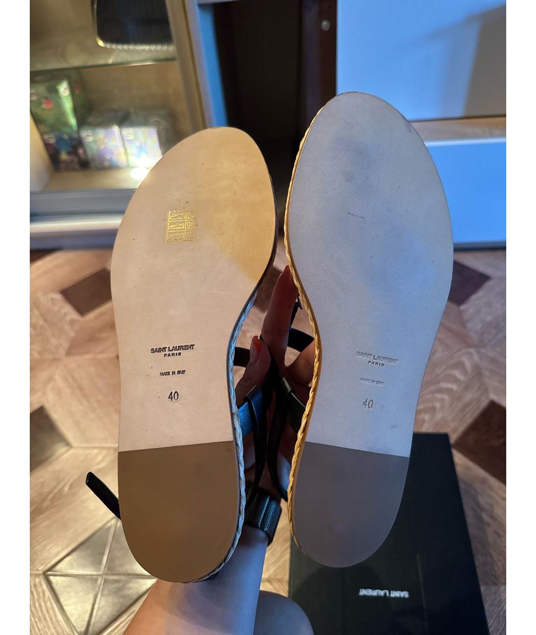 SAINT LAURENT Черные шлепанцы, фото 6