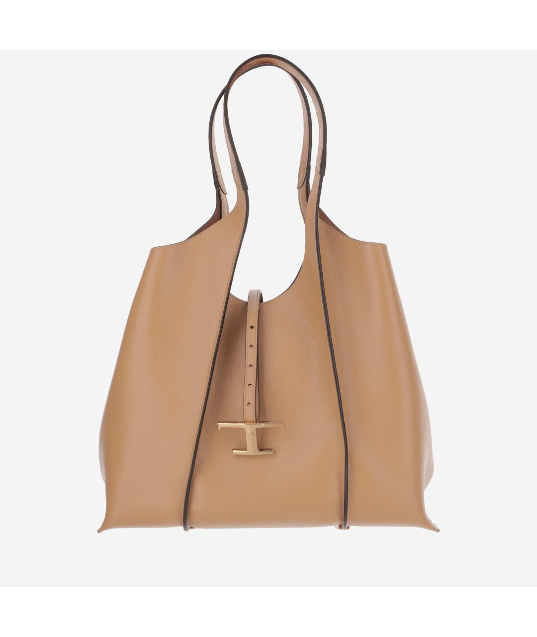 TOD'S Бежевая кожаная сумка тоут, фото 5