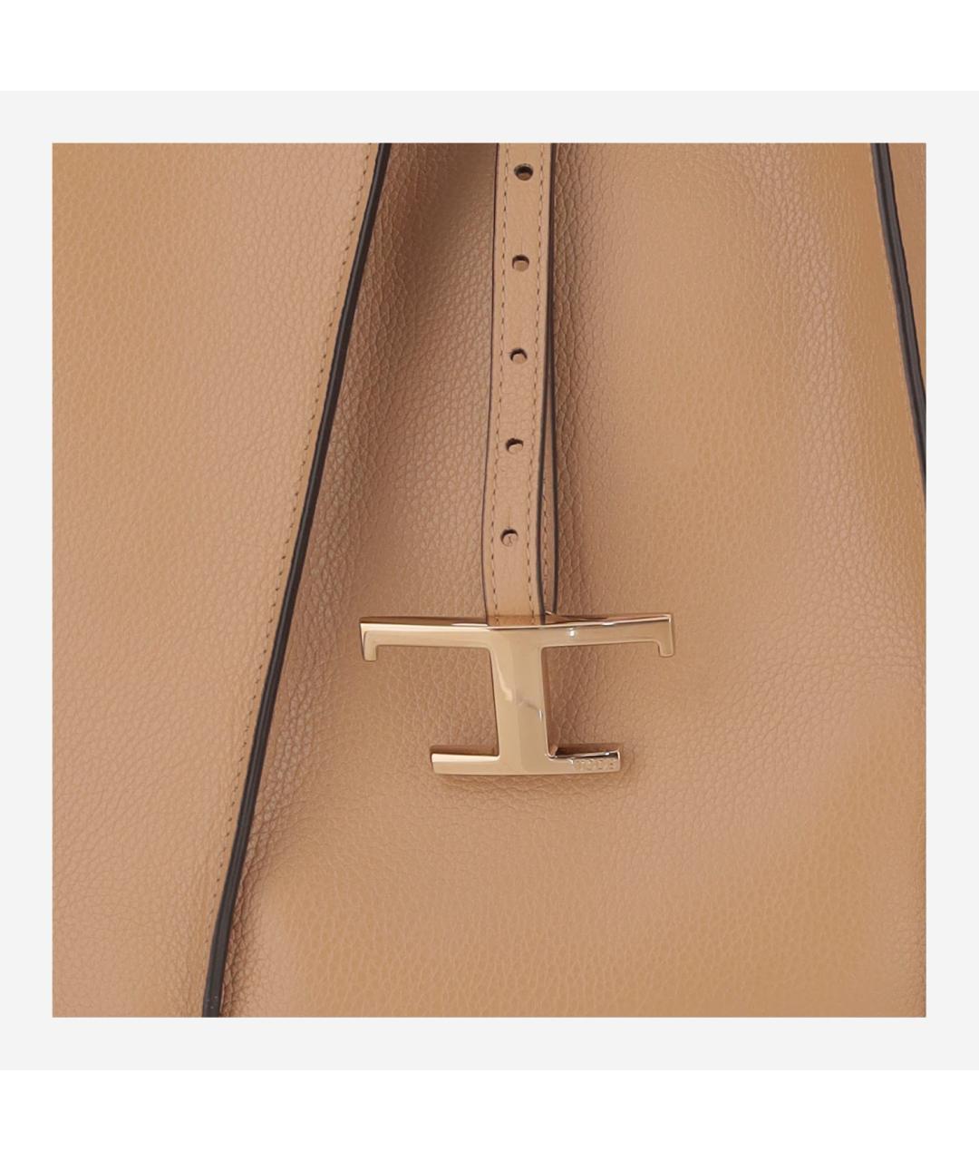 TOD'S Бежевая кожаная сумка тоут, фото 4