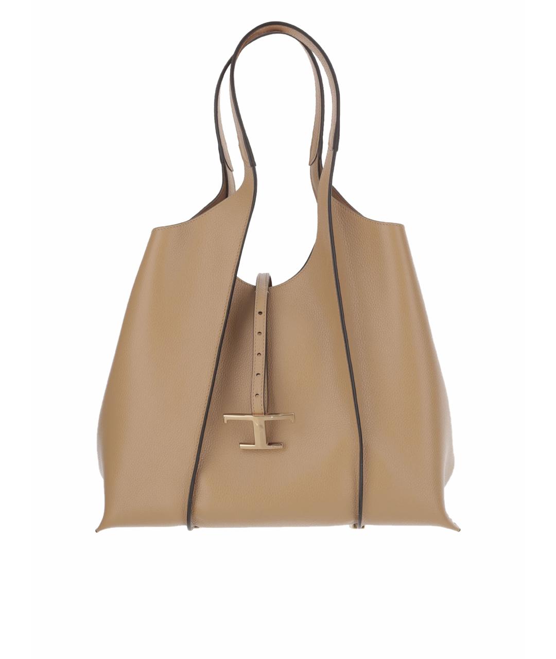TOD'S Бежевая кожаная сумка тоут, фото 1
