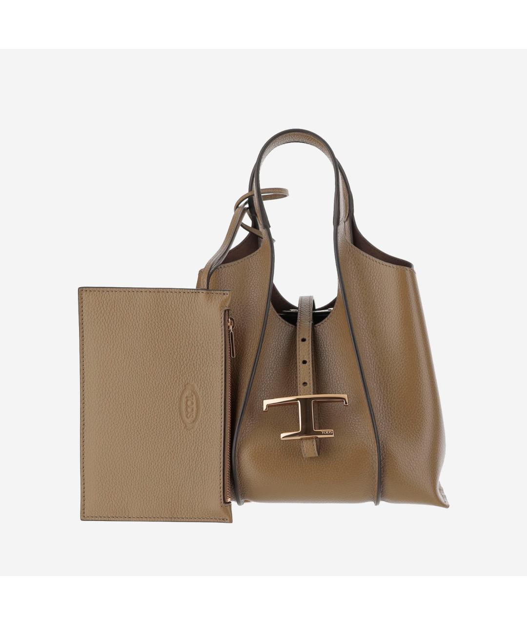 TOD'S Коричневая кожаная сумка тоут, фото 2