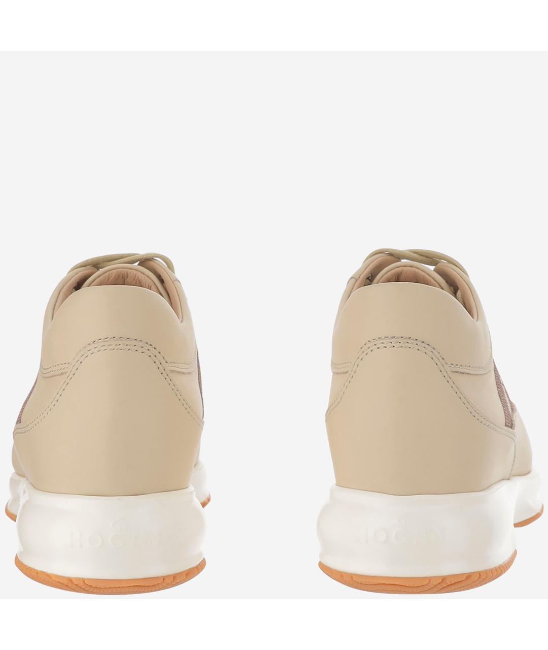 HOGAN Бежевые кожаные кроссовки, фото 4