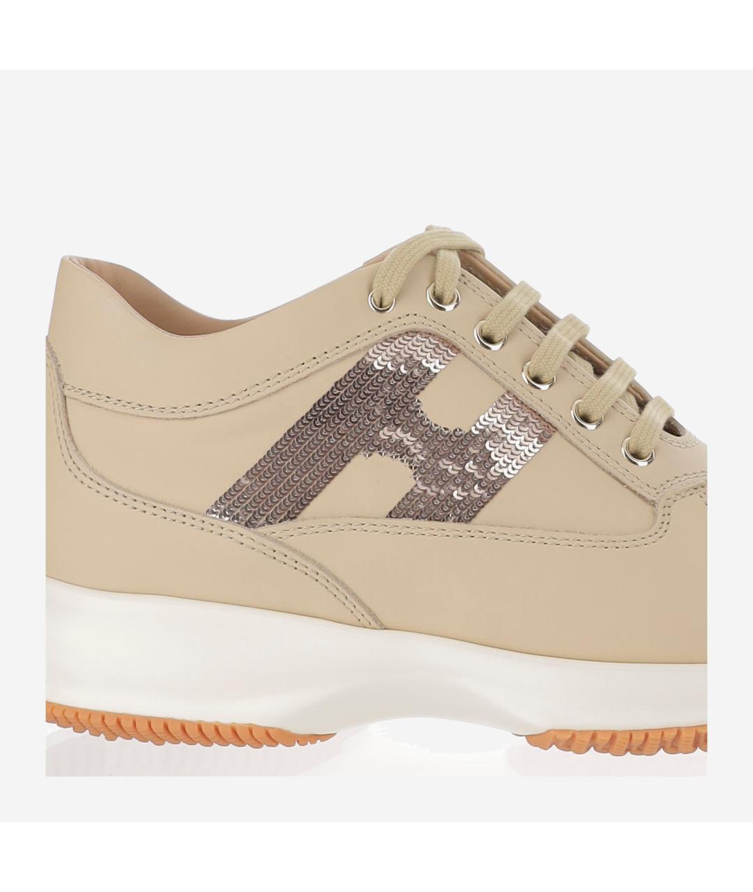 HOGAN Бежевые кожаные кроссовки, фото 5